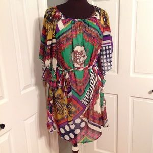 Multi-colored silk blend dress